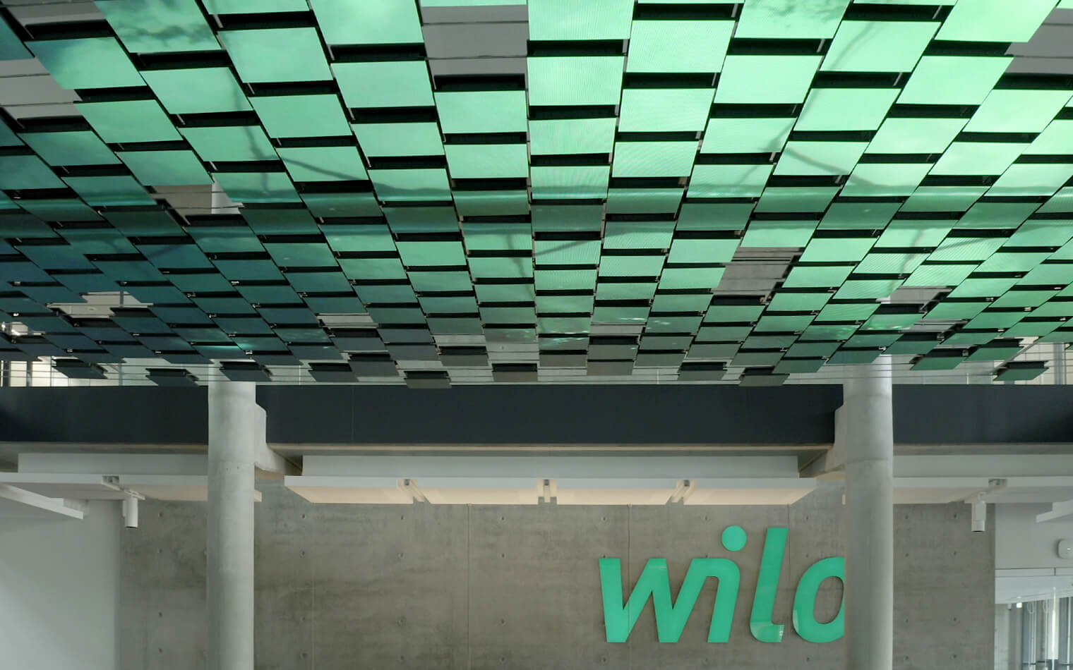 This image shows a section of the digital artwork »Connected« from below.