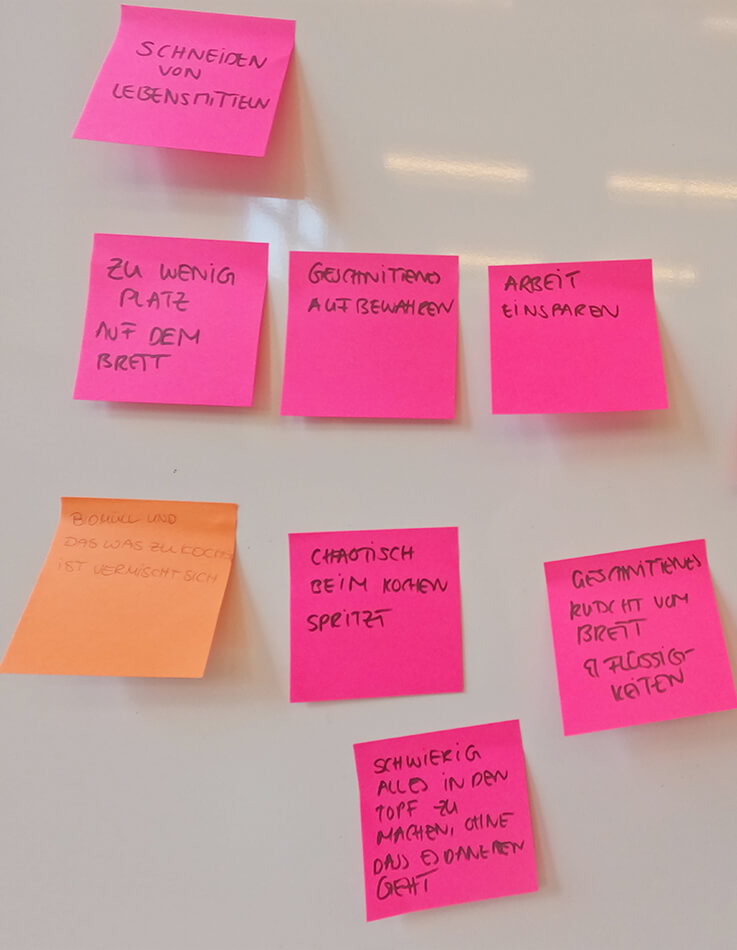 In this image, key points of the analysis can be seen on Post-Its.
