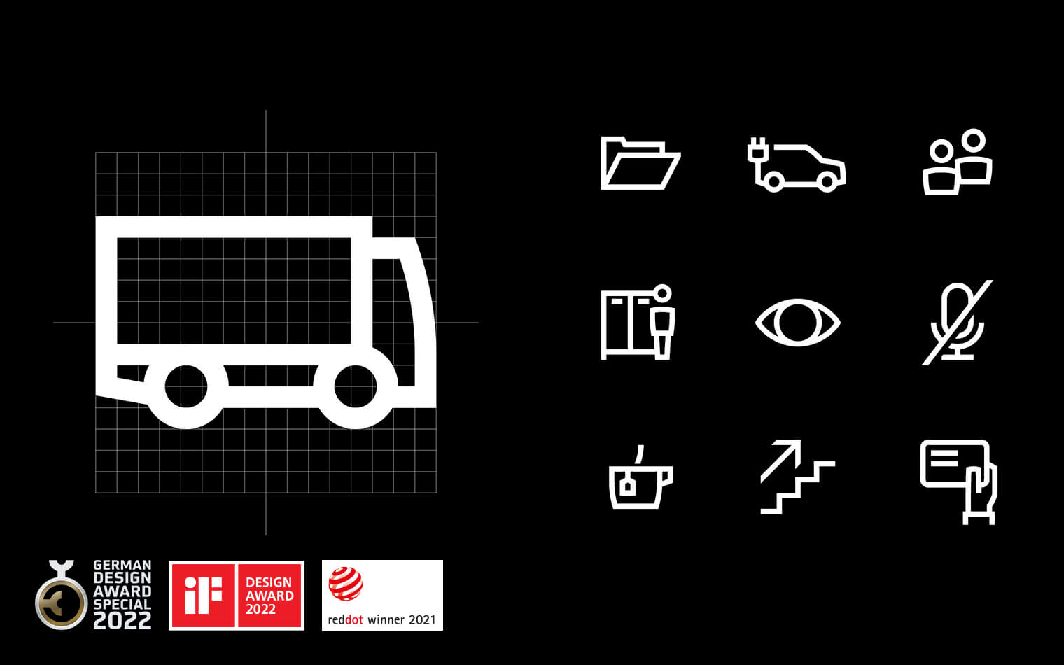 This image features icons of Wilo pictograms and the logos German Design Award 2022, Red Dot Winner 2021 and iF Design Award 2022.