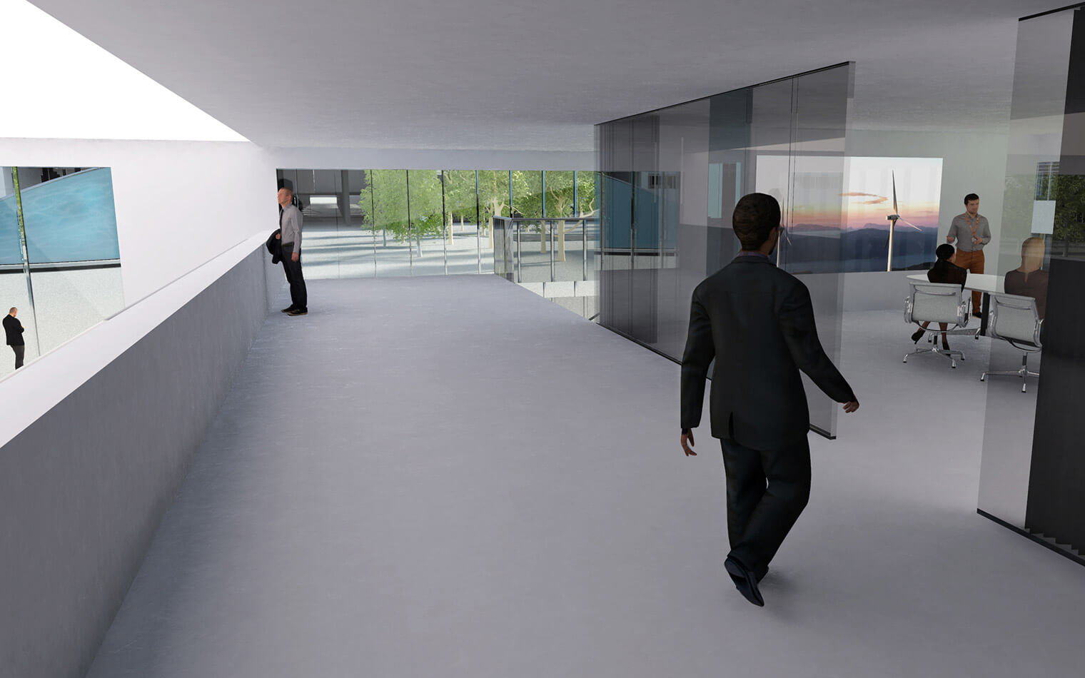 Auf diesem Bild ist der Eingang in einen Besprechungsraum in der ersten Oberetage des Gebäudes Wilo Networking Cube zu sehen.
