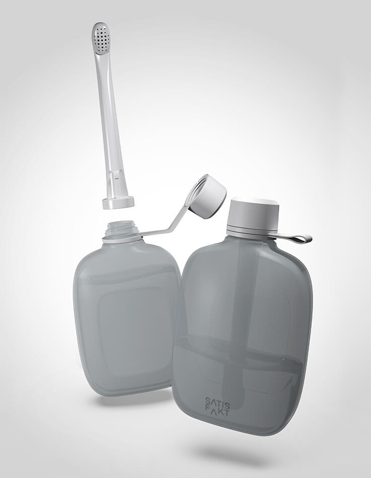 Mobile bidet in two versions: open and closed state.
