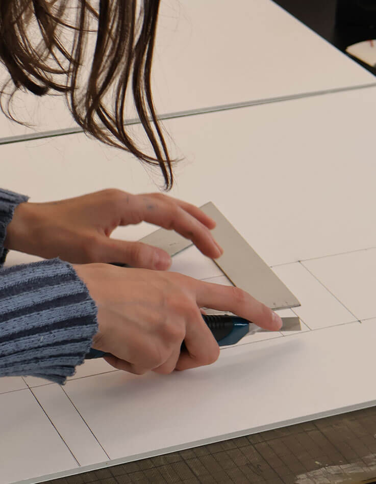 Close-up of model making with the cutter.